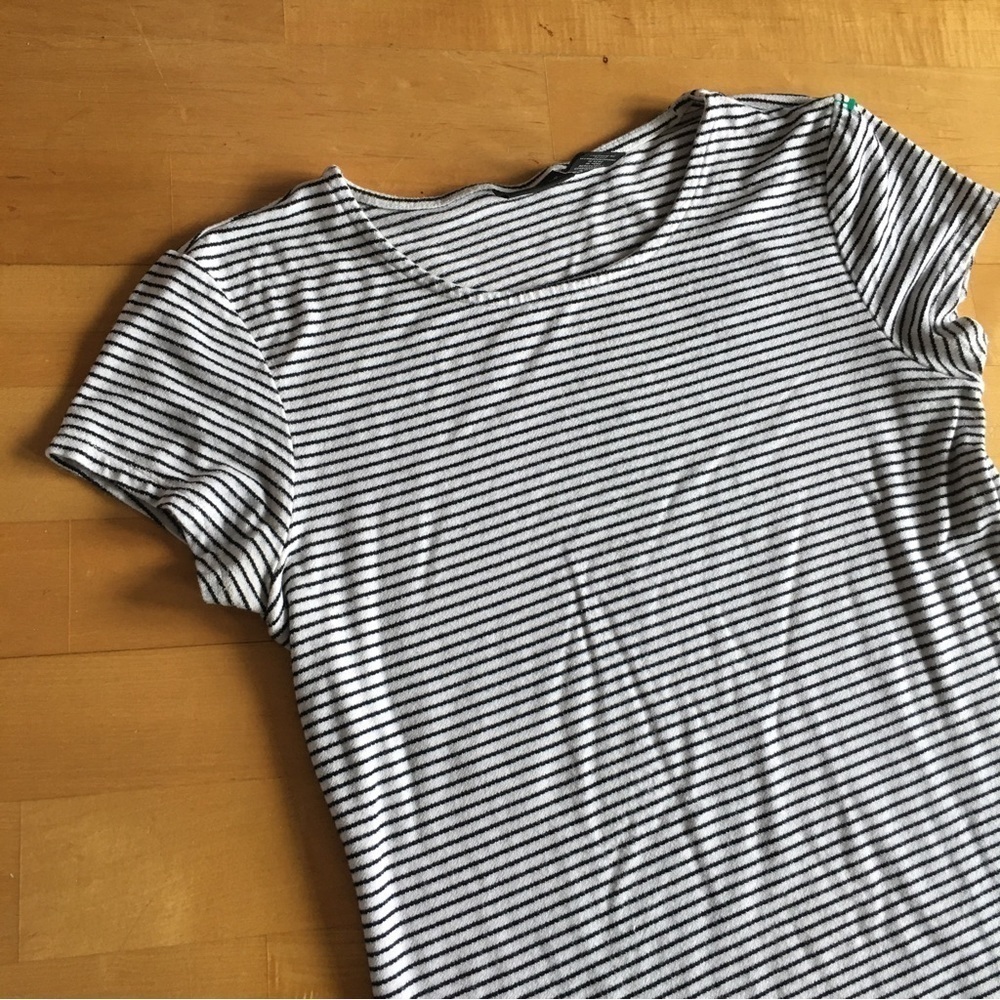 Rachel Zoe Striped Tee, White, Black, Size M